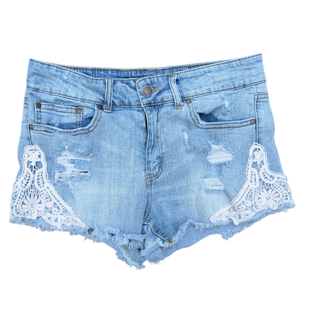 Eunina Blue Jean Shorts with Lace Detail